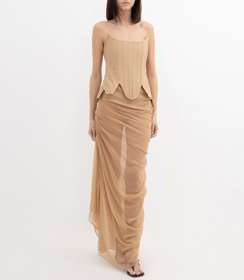 RUCHED MIDI SKIRT