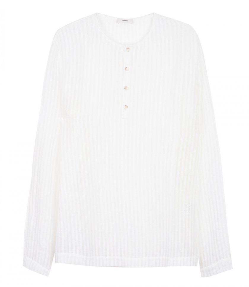 COMMAS - SHEER STRIPE WOVEN HENLEY
