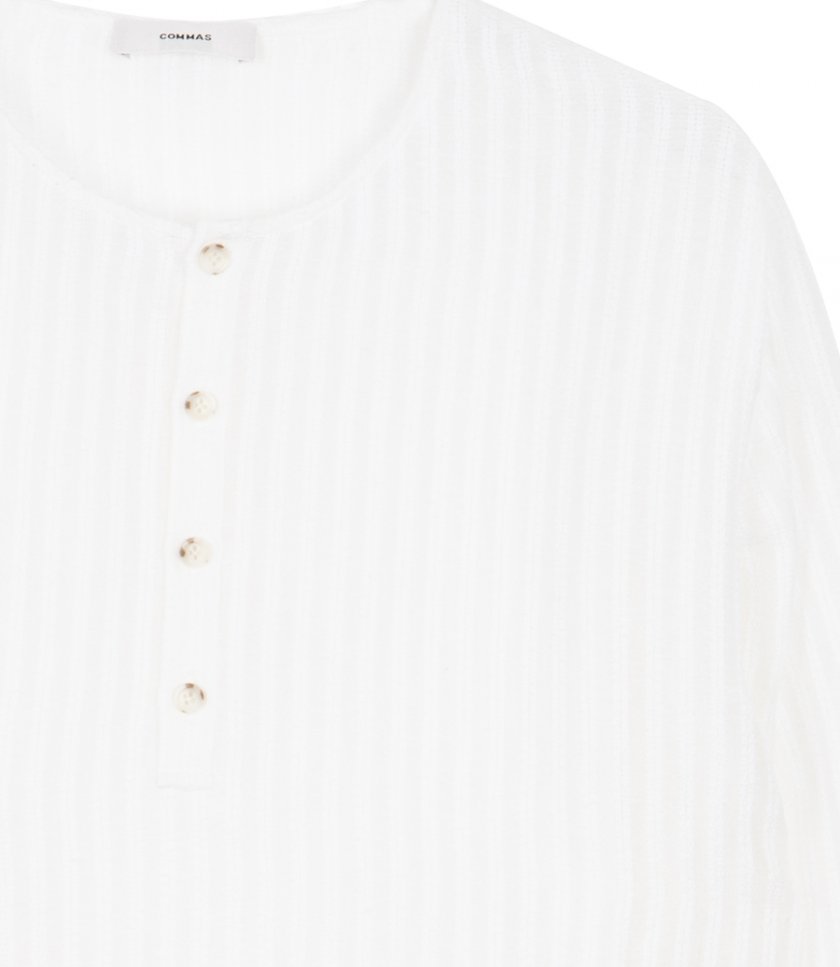 SHEER STRIPE WOVEN HENLEY