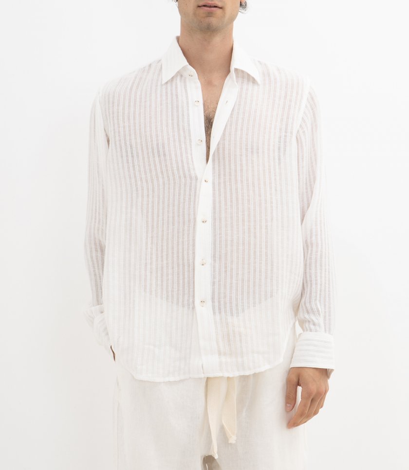 SHEER STRIPE LINEN SHIRT