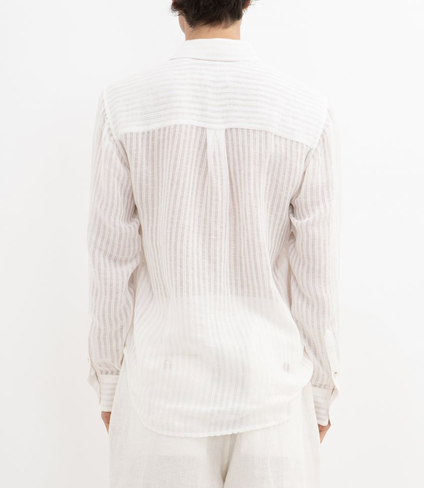 SHEER STRIPE LINEN SHIRT