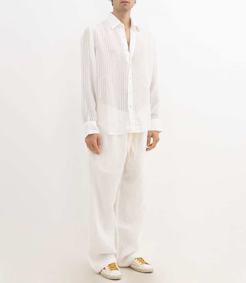 SHEER STRIPE LINEN SHIRT