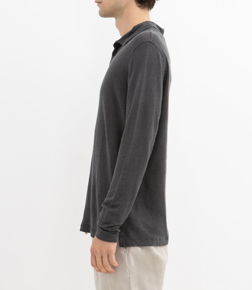 LINEN POLO LS