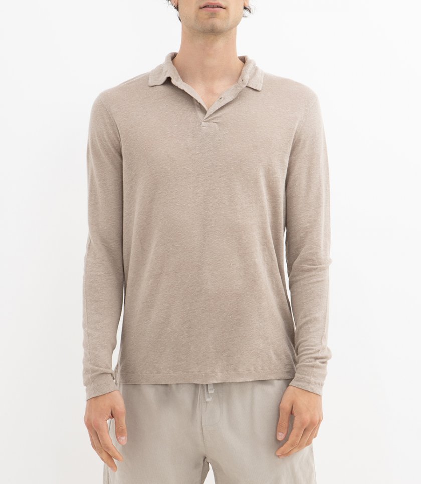 LINEN POLO LS