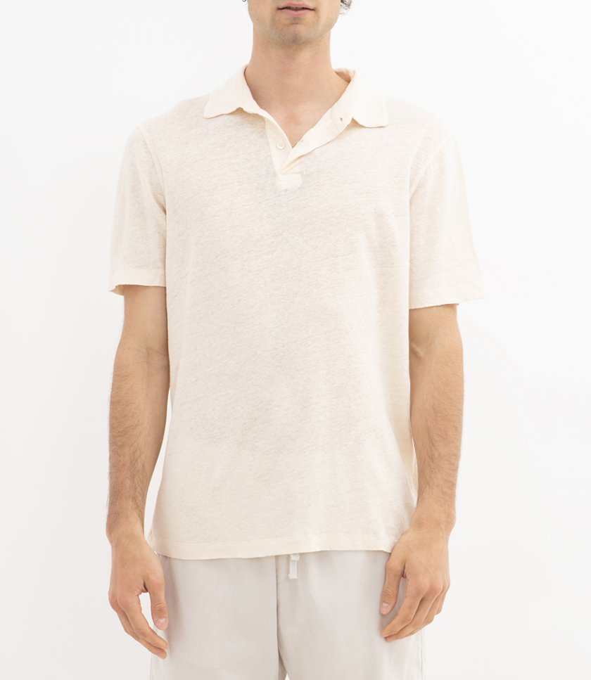LINEN POLO SS