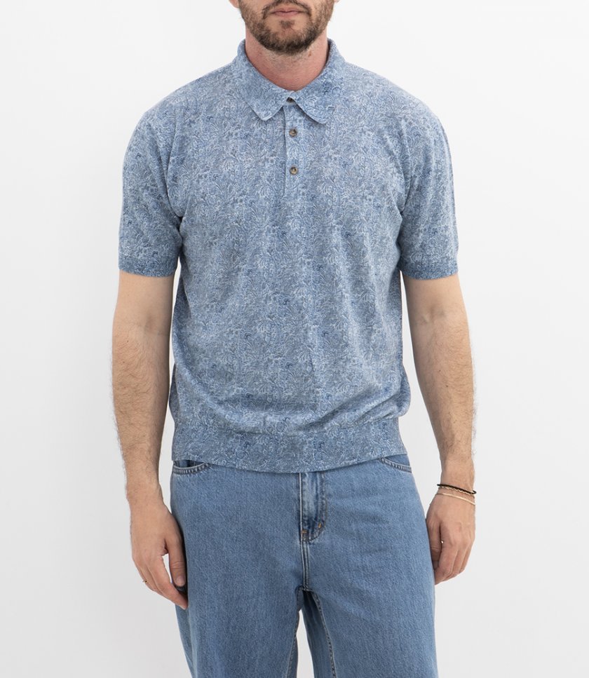 FLORAL PRINT KNITTED POLO S/S