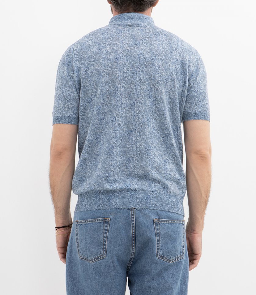 FLORAL PRINT KNITTED POLO S/S