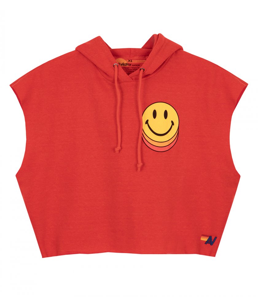 AVIATOR NATION - SMILEY SUNSET  RELAXED CROPPED PULLOVER