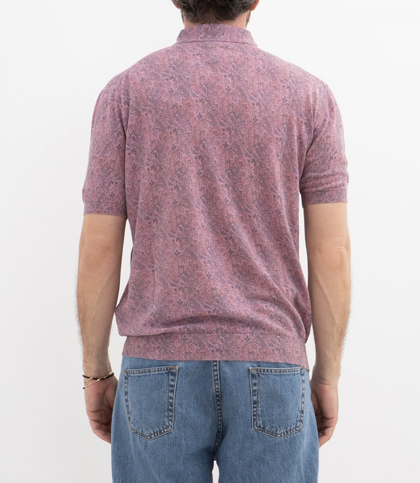 FLORAL PRINT KNITTED POLO S/S