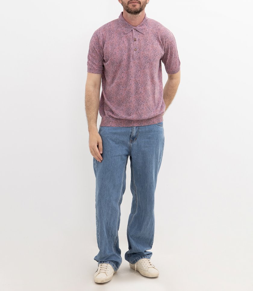 FLORAL PRINT KNITTED POLO S/S