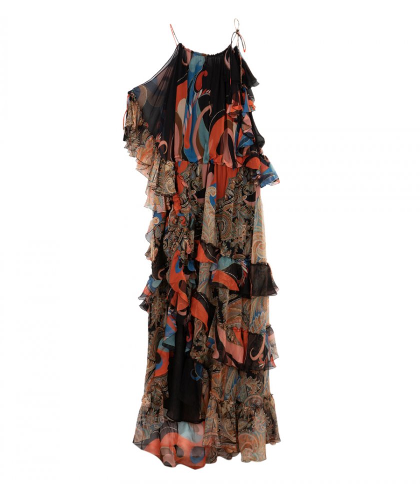 CLOTHES - LONG WIDE DRESS WITH RUFFLES