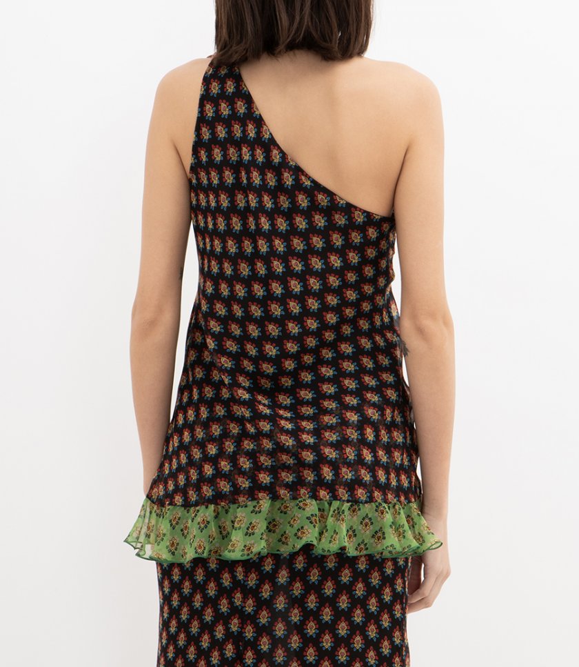 WOMENS ONE-SHOULDER TOP WITH RUFFLES