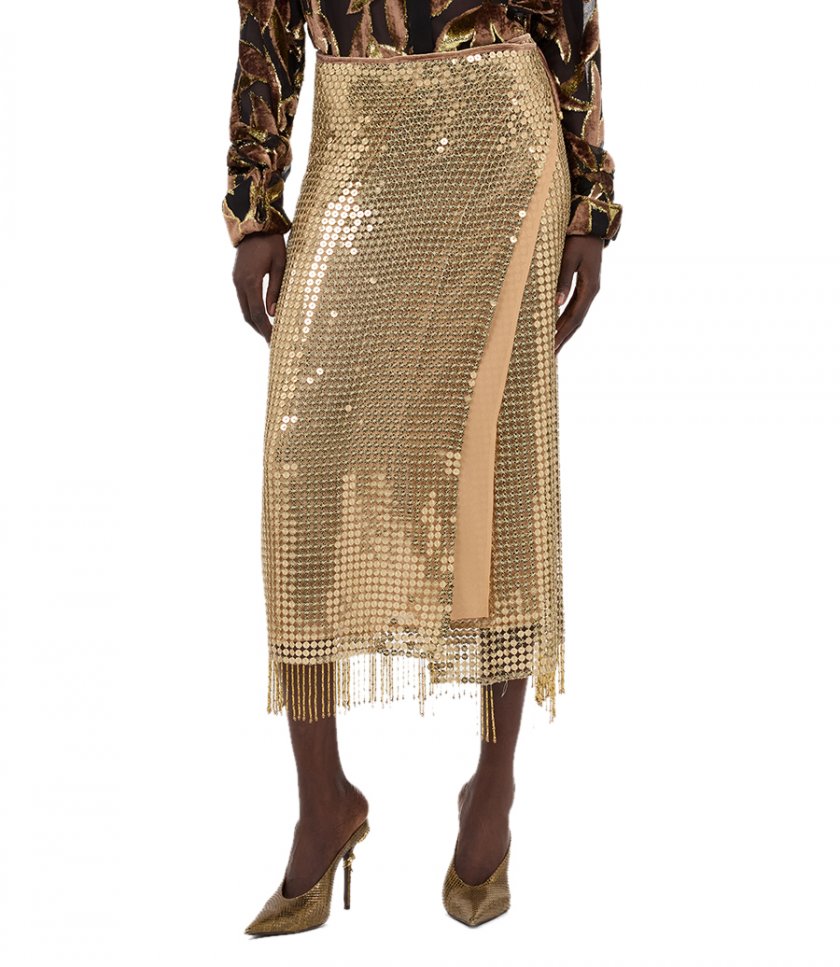 GOLD SEQUIN MIDI SKIRT