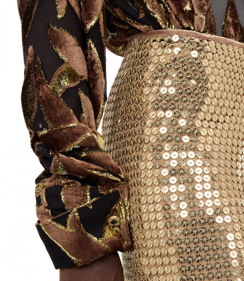 GOLD SEQUIN MIDI SKIRT