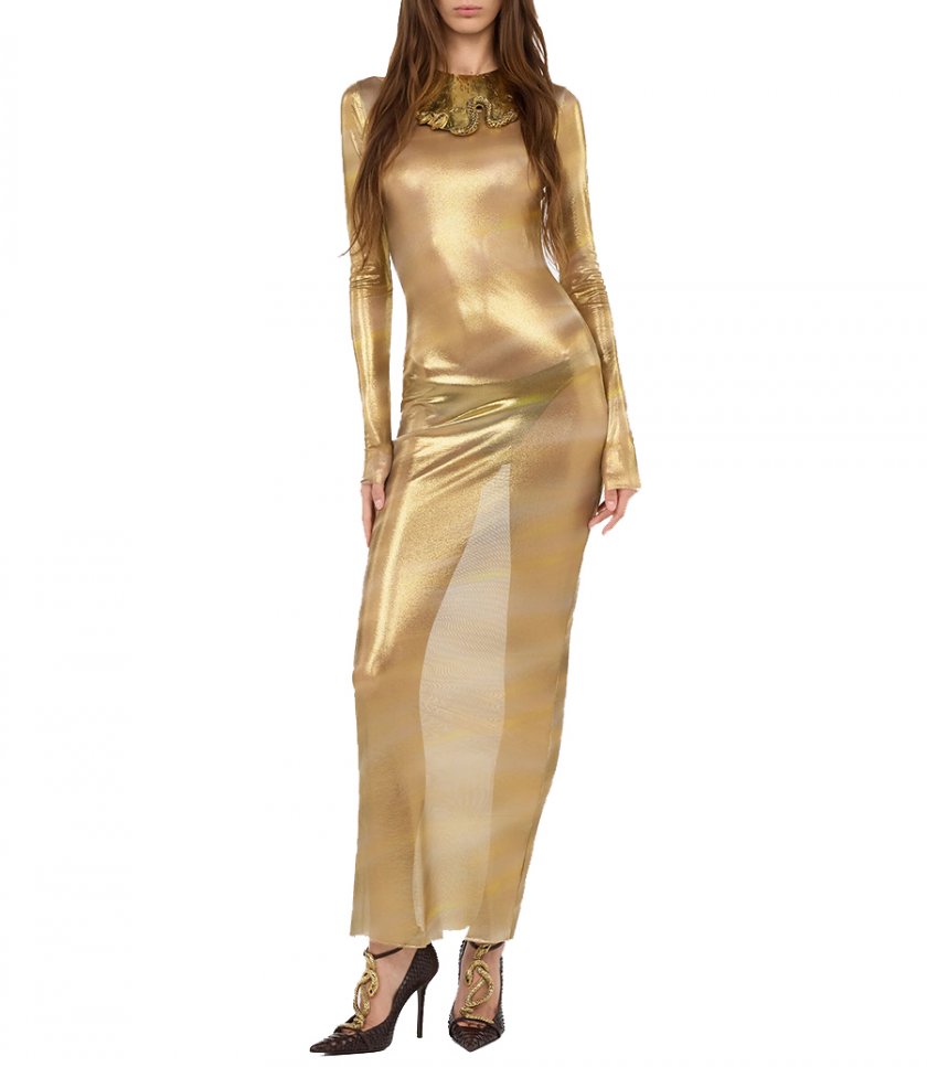 SHEER NILO PRINT MAXI DRESS