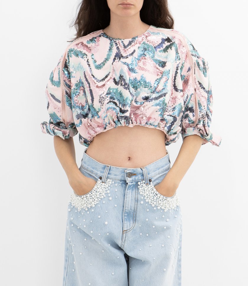SEQUINS DETAILED CROP TOP