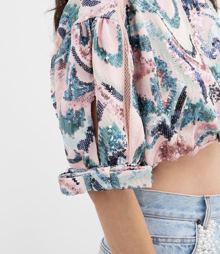 SEQUINS DETAILED CROP TOP