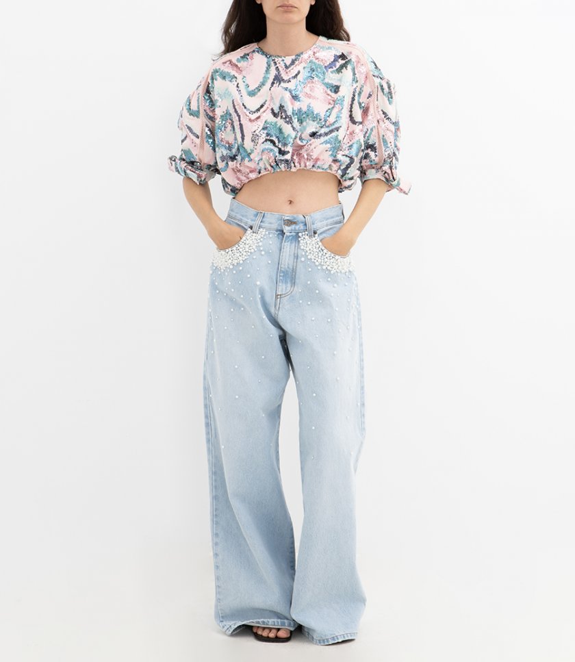SEQUINS DETAILED CROP TOP