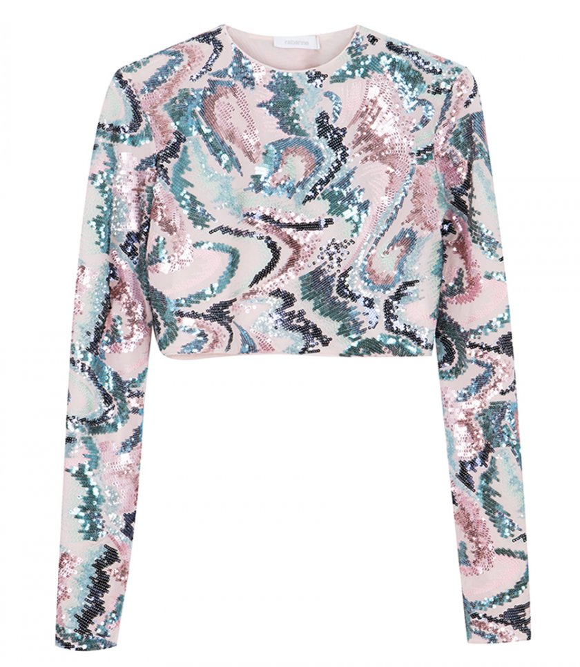 CLOTHES - SEQUINS DETAILED LS TOP
