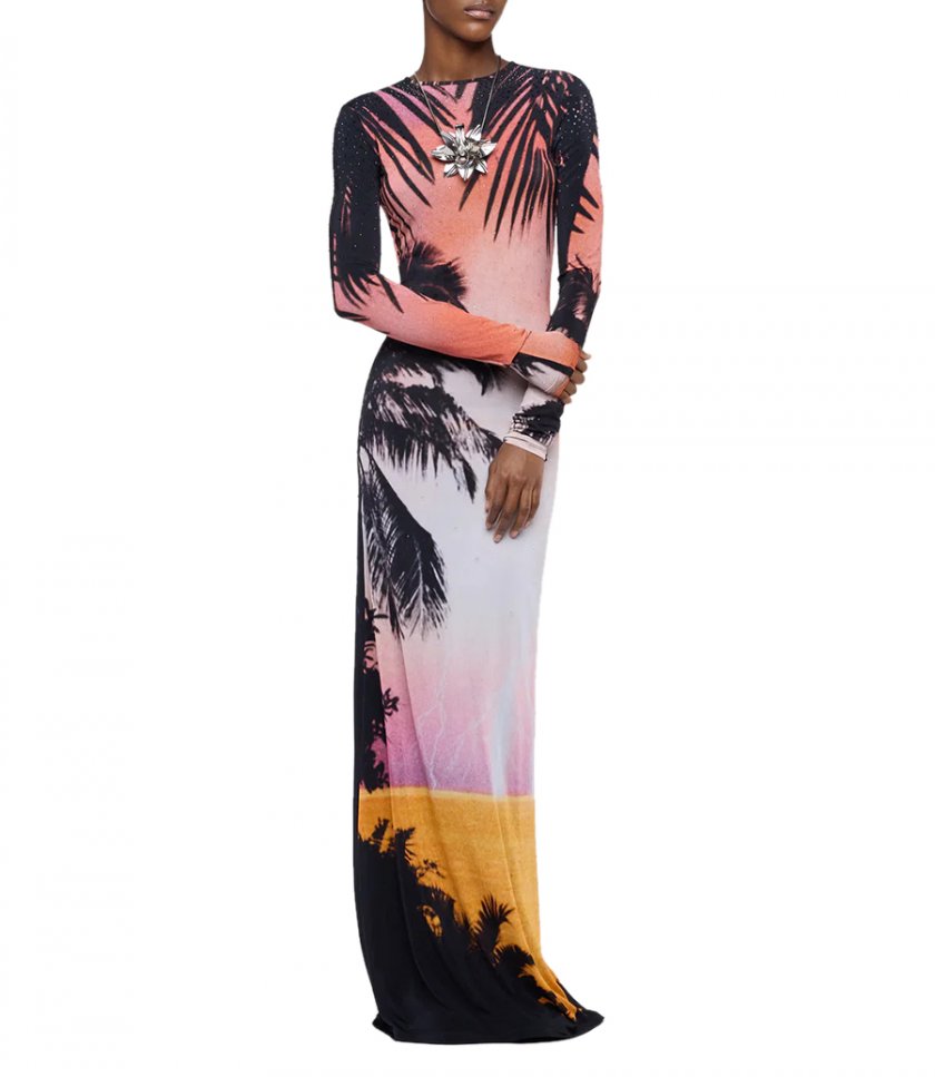 THUNDERSTORM PRINT MAXI DRESS
