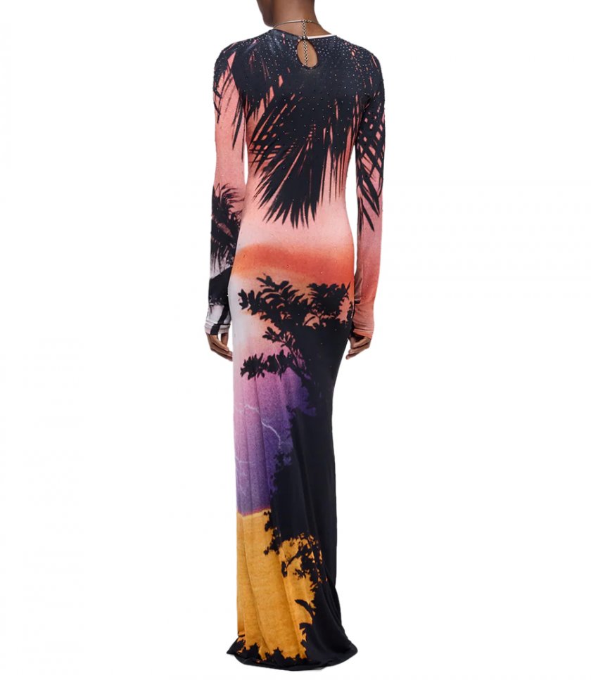 THUNDERSTORM PRINT MAXI DRESS
