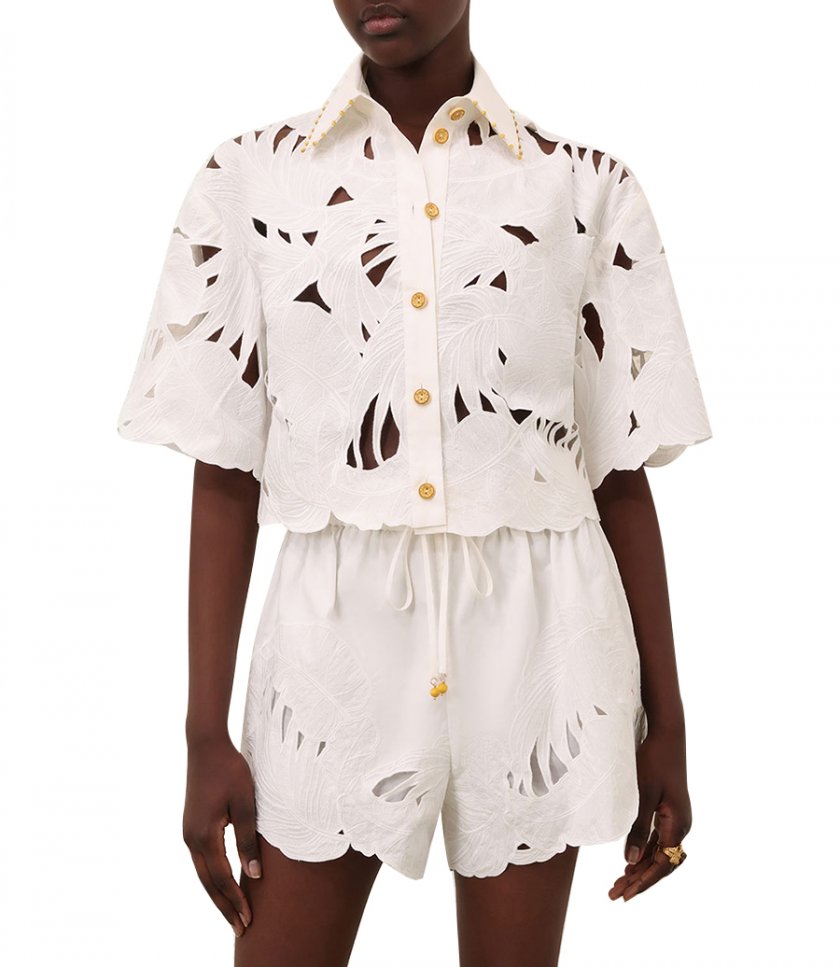 MAHON EMBROIDERED CROP SHIRT