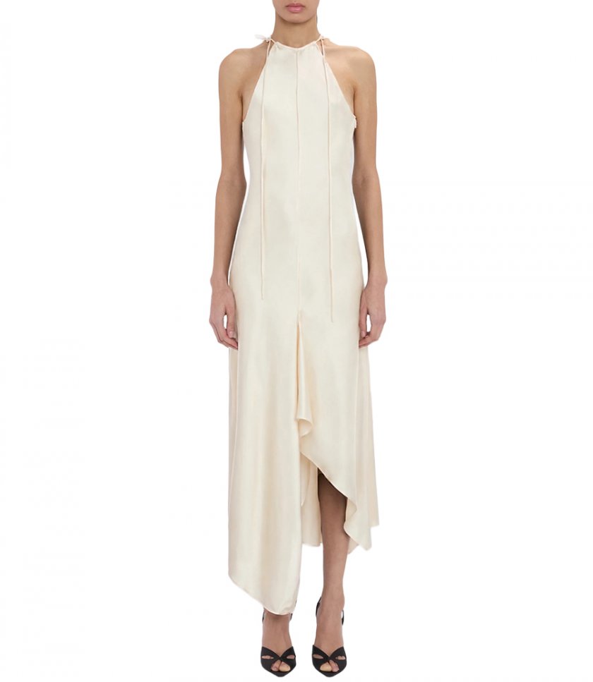 HALTERNECK DRAPED DRESS