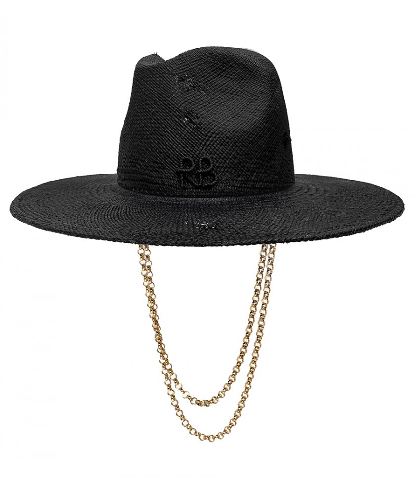 DOUBLE CHAIN STRAP FEDORA HAT