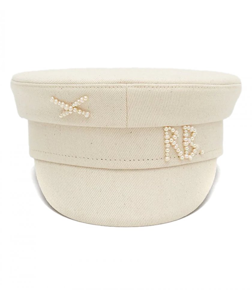 HATS - PEARLS EMBELLISHED BAKER BOY HAT