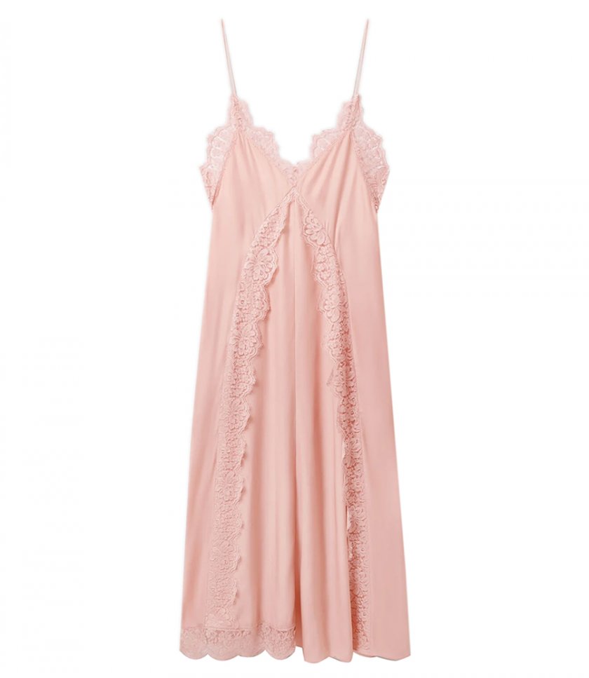 CLOTHES - LACE TRIMMED MIDI DRESS