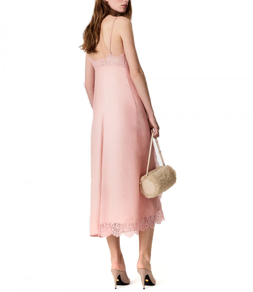 LACE TRIMMED MIDI DRESS