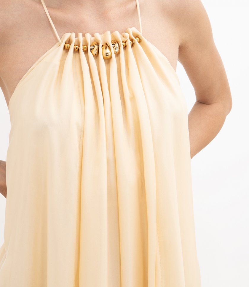 ASTER GATHERED BEAD MAXI DRESS