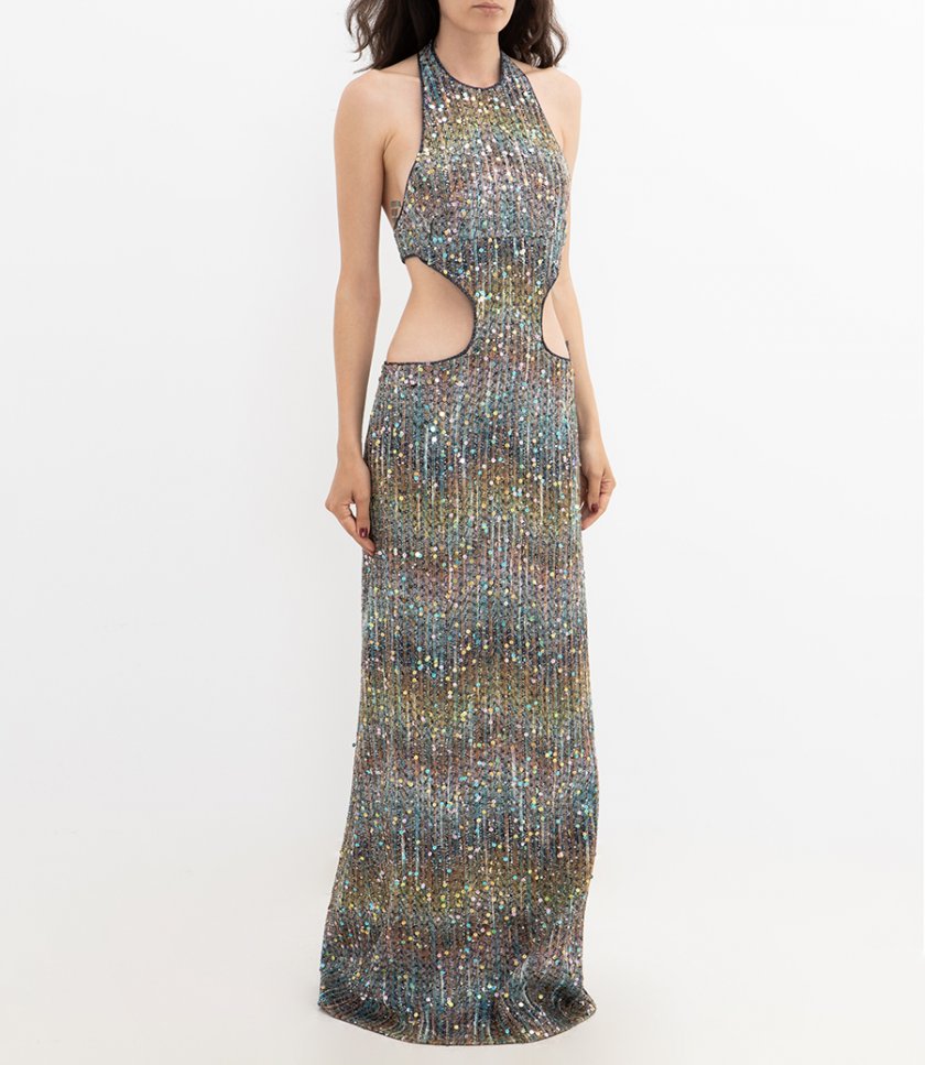 SLEEVELESS LONG DRESS WITH SEQUINS