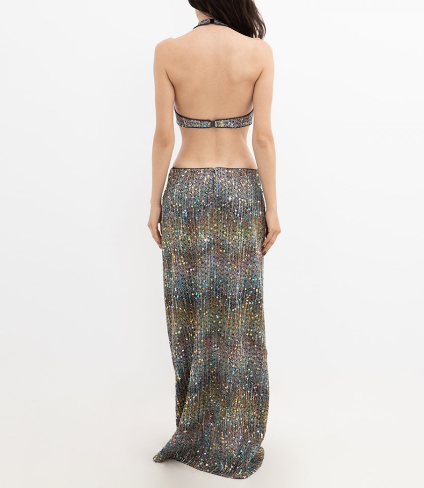SLEEVELESS LONG DRESS WITH SEQUINS