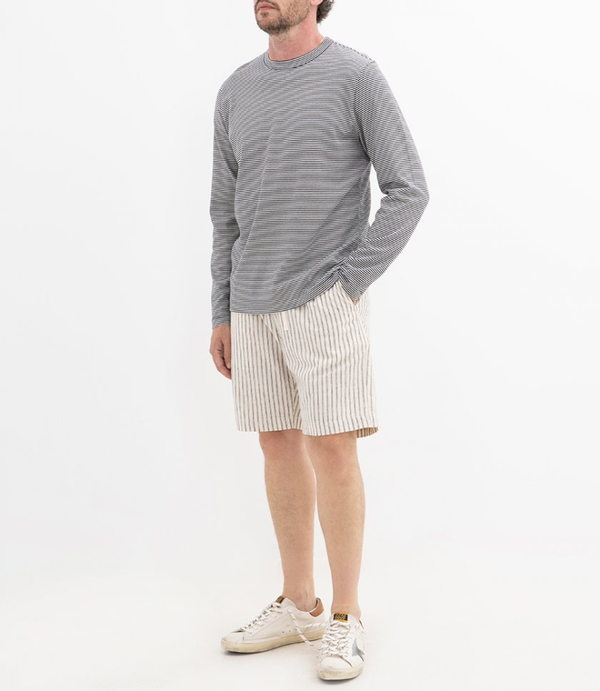 LINEN STRIPE JOGGY SHORT