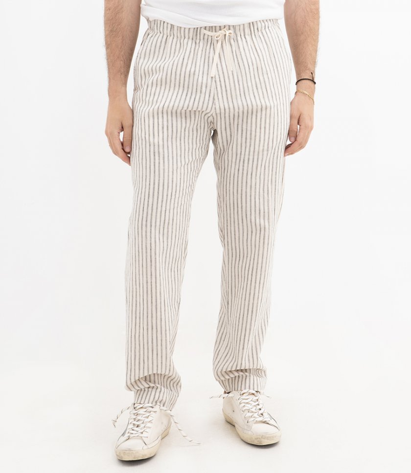 LINEN STRIPE JOGGY PANTS