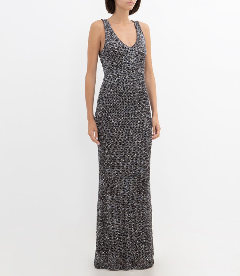 SLEEVELESS LONG DRESS WITH SEQUINS
