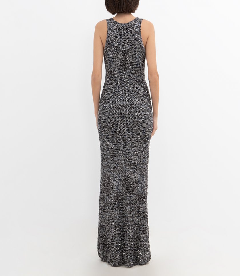SLEEVELESS LONG DRESS WITH SEQUINS