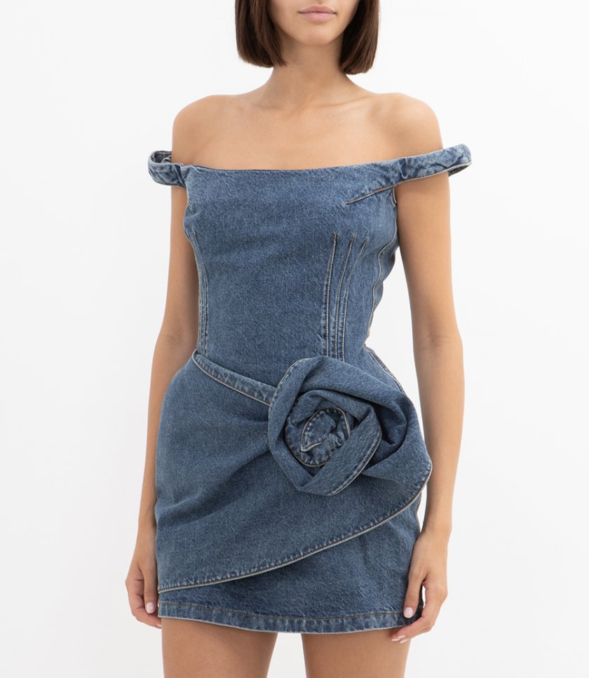 SCULPTED FLOWER MINI DRESS