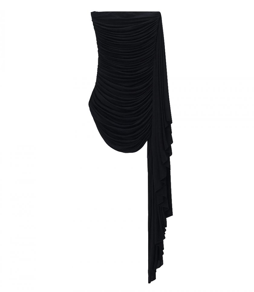 JUST IN - ASYMMETRIC RUCHED STRAPLESS MINI DRESS
