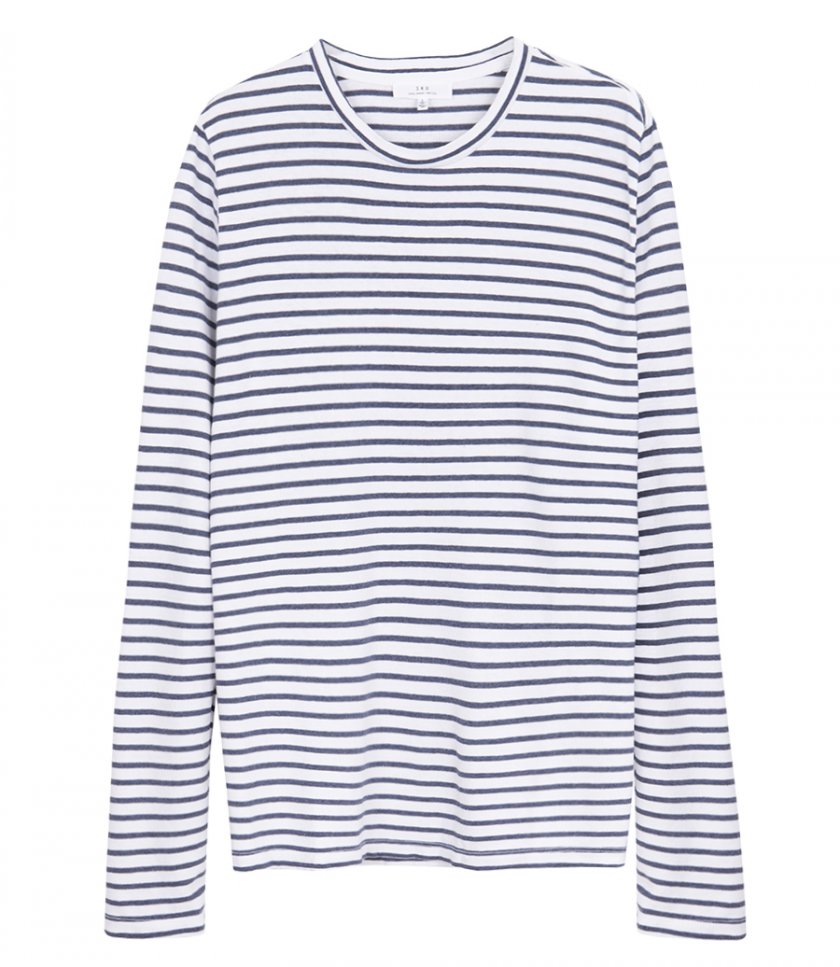 SAVE KHAKI - LS ORGANIC HEMP STRIPE CREW TEE