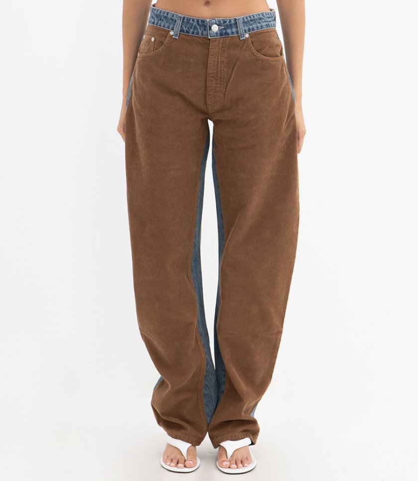 CORDUROY MIX CURVED JEANS