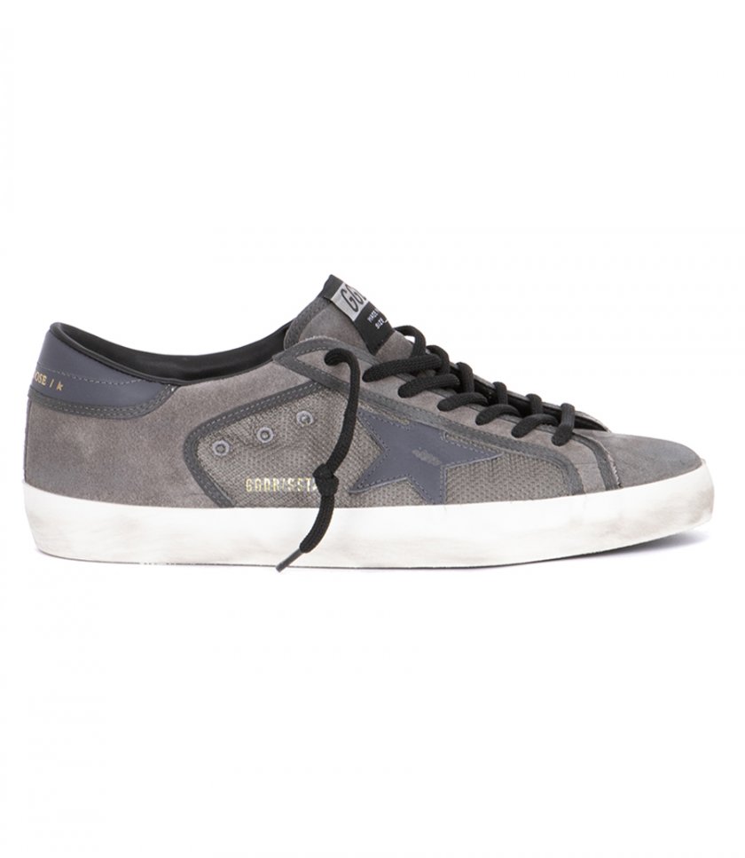 SNEAKERS - GREY LEATHER STAR SUPER-STAR MESH