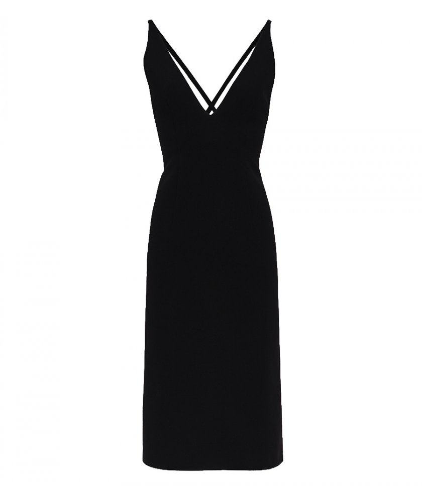 DRESSES - DEEP V NECKLINE MIDI DRESS