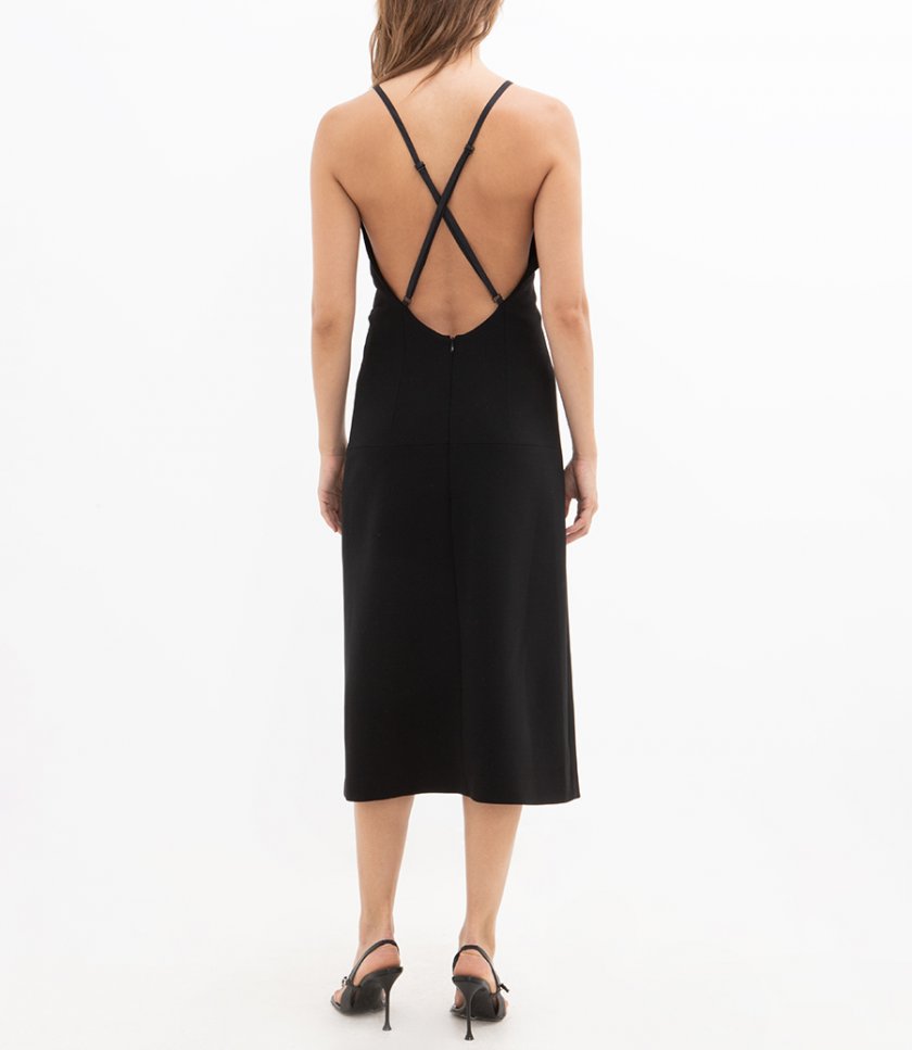 DEEP V NECKLINE MIDI DRESS