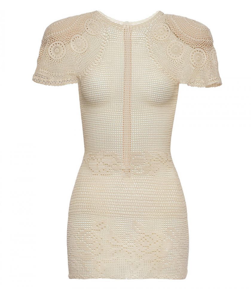 DRESSES - FLARED SLEEVES CROCHET DRESS