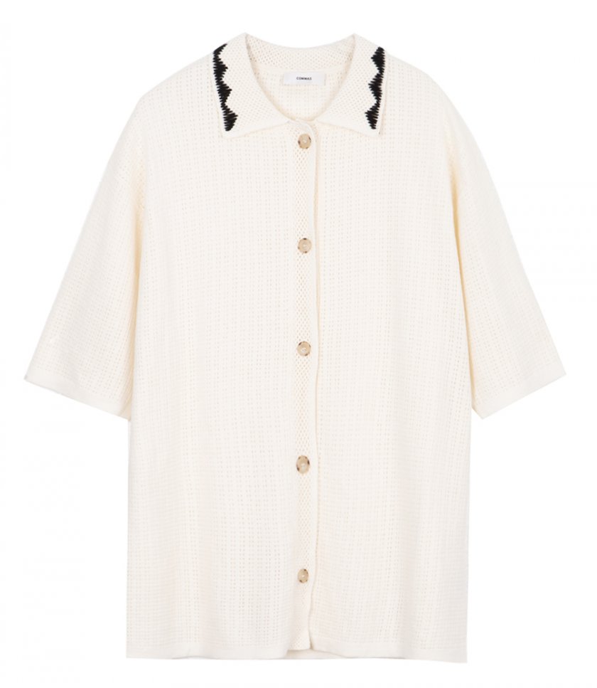 COMMAS - EMBROIDERED CROCHET COLLAR  POLO