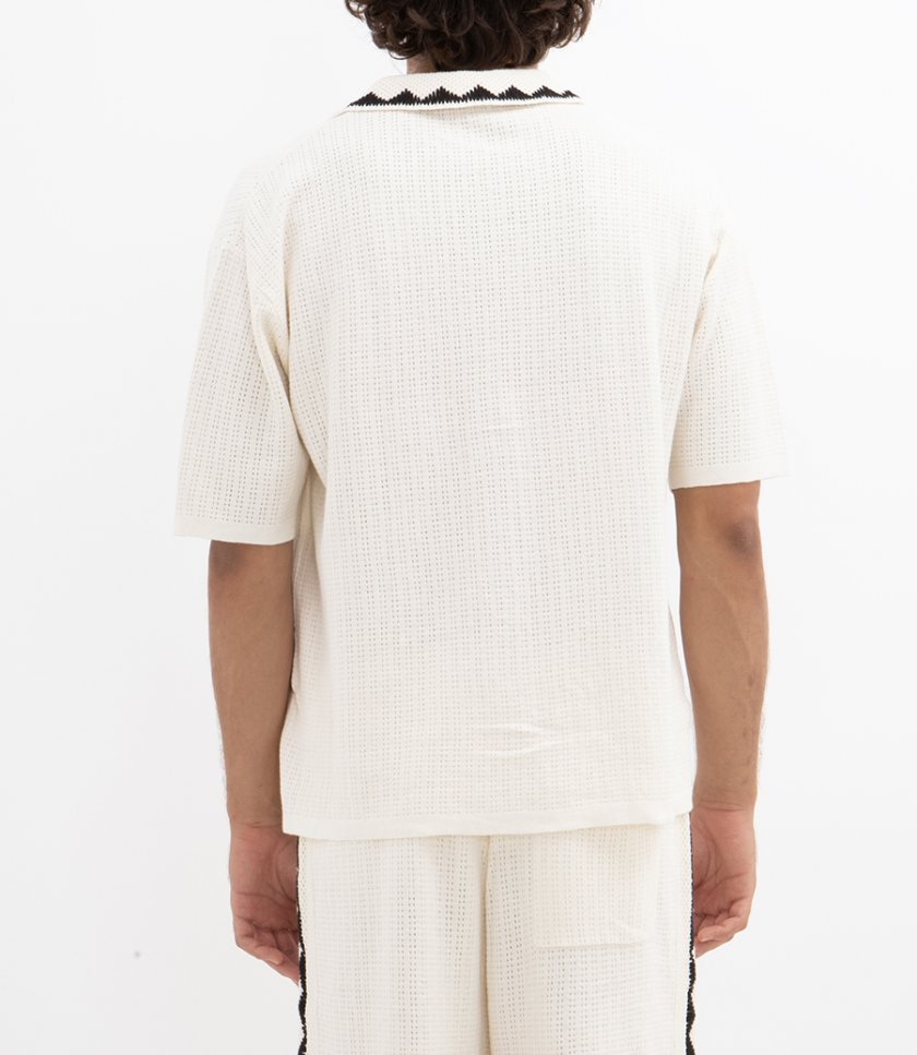 EMBROIDERED CROCHET COLLAR POLO
