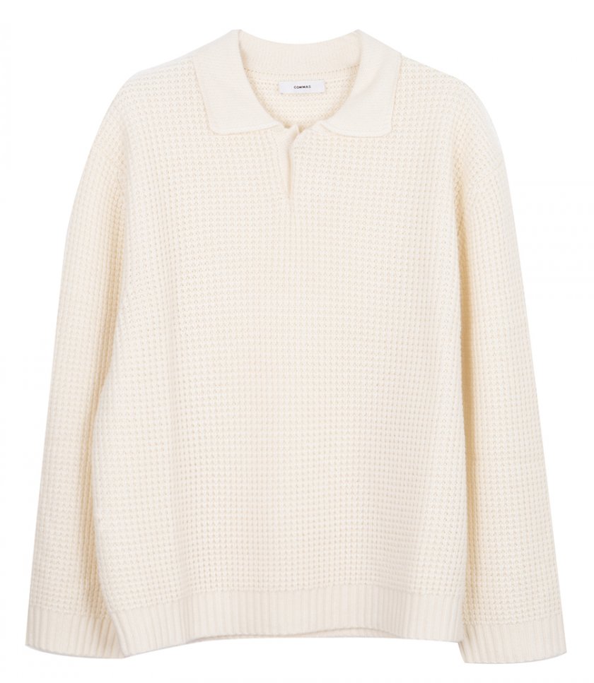 PULLOVERS - WOOL CASHMERE COLLARED SWEATER