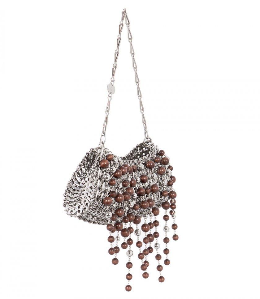 BEAD EMEBLLISHED SILVER 1969 DISCS BAG